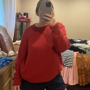 Brandy Melville Vibrant Red Crew Neck Sweater